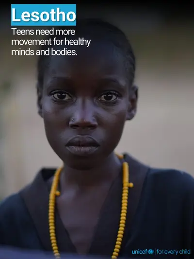 Adolescent physical activity tile for Lesotho, Photo · English