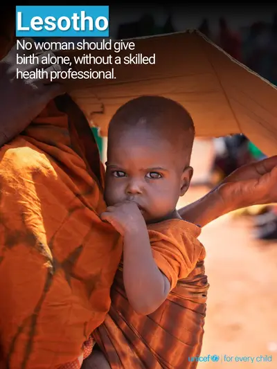 Skilled birth attendance tile for Lesotho, Photo · English