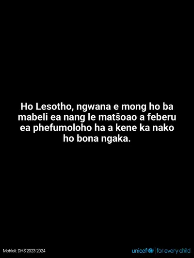 Childhood pneumonia tile for Lesotho, Text only · Sesotho