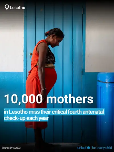 Antenatal care tile for Lesotho, Bold number · English