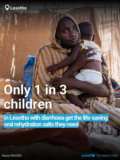Oral rehydration salts tile for Lesotho, Bold number · English