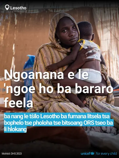 Oral rehydration salts tile for Lesotho, Bold number · Sesotho