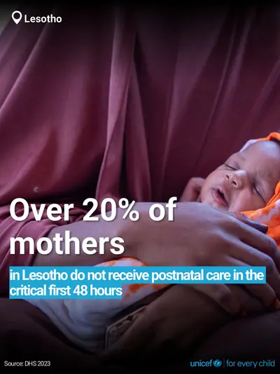 Postnatal care tile for Lesotho, Bold number · English