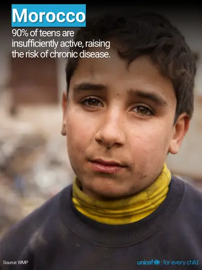 Adolescent physical activity tile for Morocco, Photo · English