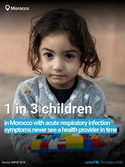Childhood pneumonia tile for Morocco, Bold number · English