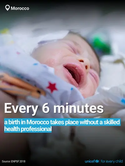 Skilled birth attendance tile for Morocco, Bold number · English