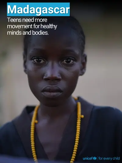 Adolescent physical activity tile for Madagascar, Photo · English
