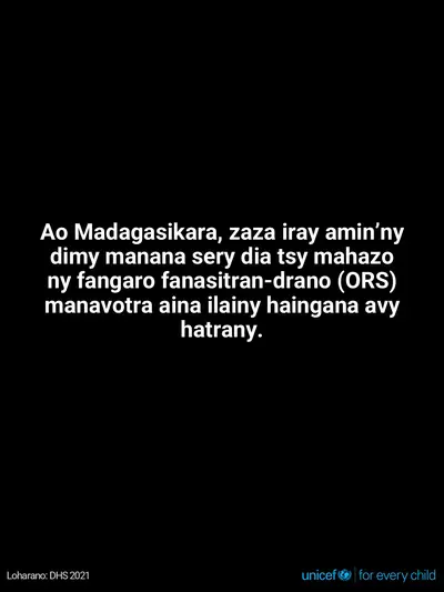 Oral rehydration salts tile for Madagascar, Text only · Malagasy