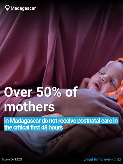 Postnatal care tile for Madagascar, Bold number · English