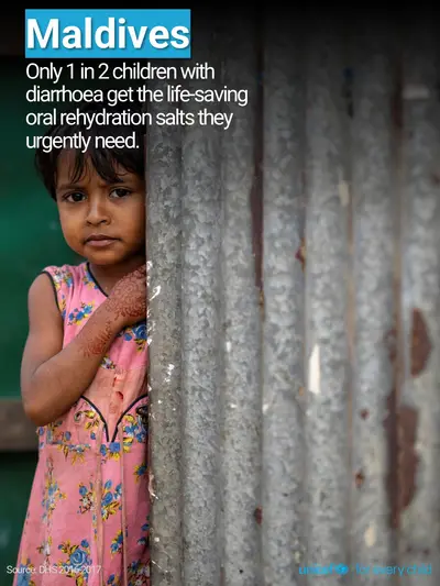 Oral rehydration salts tile for Maldives, Photo · English