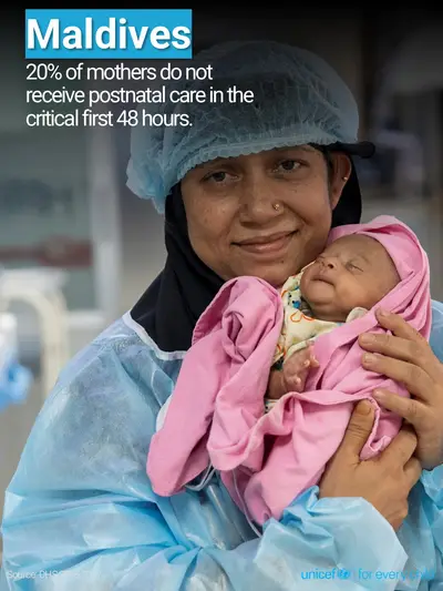 Postnatal care tile for Maldives, Photo · English