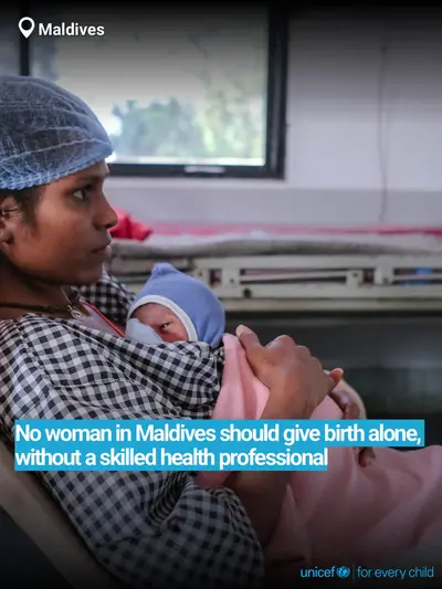 Skilled birth attendance tile for Maldives, Bold number · English