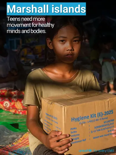 Adolescent physical activity tile for Marshall Islands, Photo · English