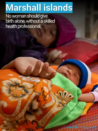 Skilled birth attendance tile for Marshall Islands, Photo · English