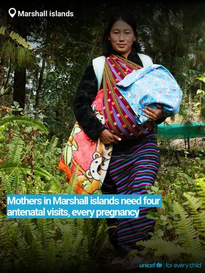 Antenatal care tile for Marshall Islands, Bold number · English