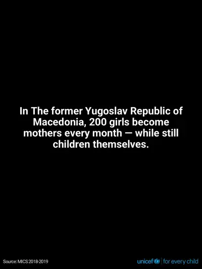 Adolescent motherhood tile for North Macedonia, Text only · English