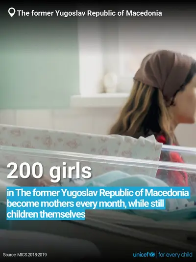 Adolescent motherhood tile for North Macedonia, Bold number · English