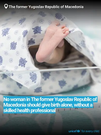 Skilled birth attendance tile for North Macedonia, Bold number · English