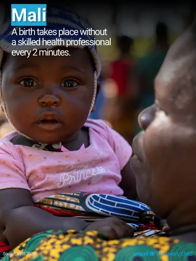Skilled birth attendance tile for Mali, Photo · English