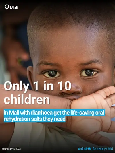 Oral rehydration salts tile for Mali, Bold number · English