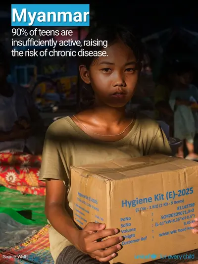 Adolescent physical activity tile for Myanmar, Photo · English