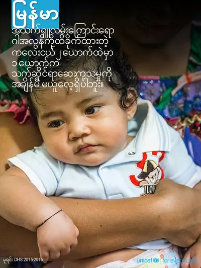 Childhood pneumonia tile for Myanmar, Photo · Burmese