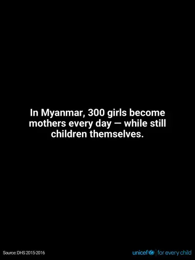 Adolescent motherhood tile for Myanmar, Text only · English