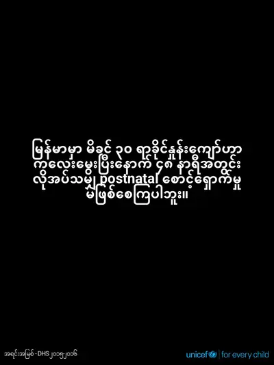 Postnatal care tile for Myanmar, Text only · Burmese