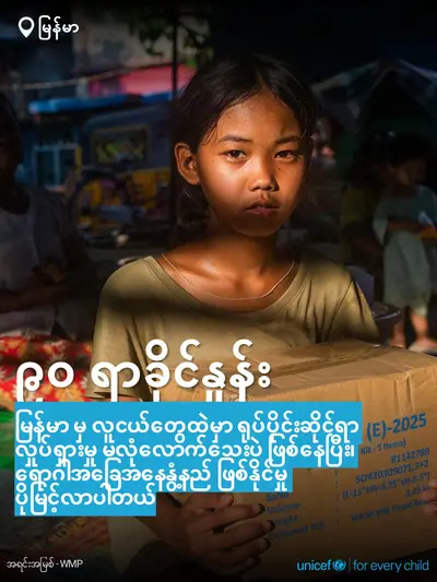 Adolescent physical activity tile for Myanmar, Bold number · Burmese