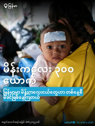 Adolescent motherhood tile for Myanmar, Bold number · Burmese