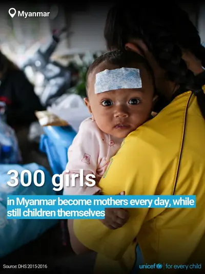 Adolescent motherhood tile for Myanmar, Bold number · English