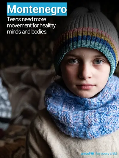 Adolescent physical activity tile for Montenegro, Photo · English