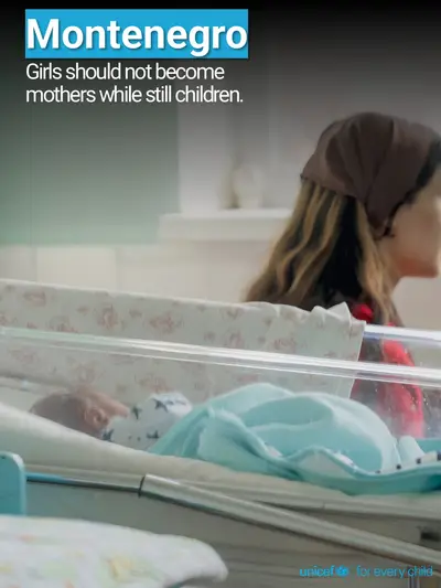 Adolescent motherhood tile for Montenegro, Photo · English