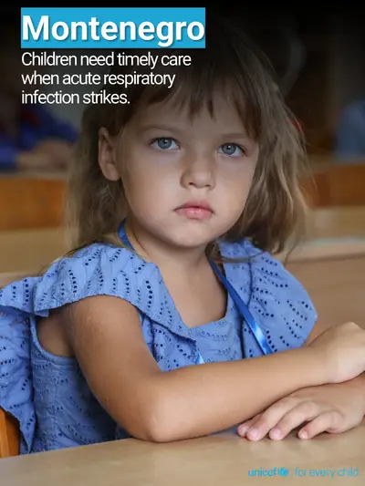 Childhood pneumonia tile for Montenegro, Photo · English