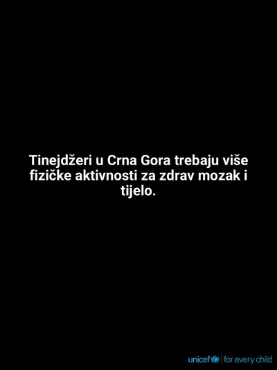 Adolescent physical activity tile for Montenegro, Text only · Montenegrin