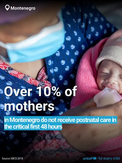 Postnatal care tile for Montenegro, Bold number · English