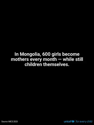 Adolescent motherhood tile for Mongolia, Text only · English