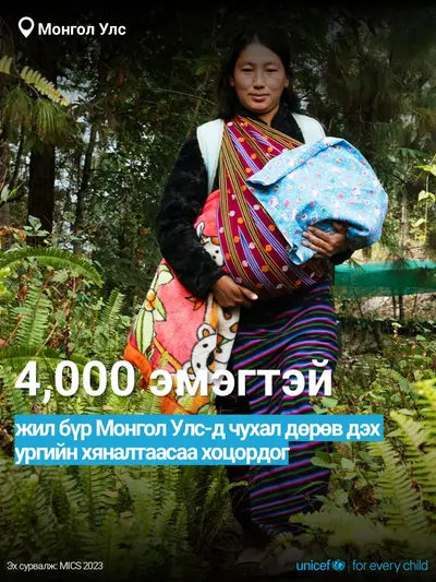 Antenatal care tile for Mongolia, Bold number · Mongolian