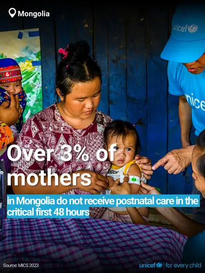 Postnatal care tile for Mongolia, Bold number · English