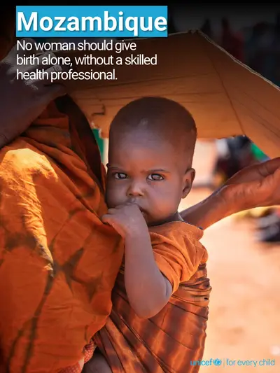 Skilled birth attendance tile for Mozambique, Photo · English