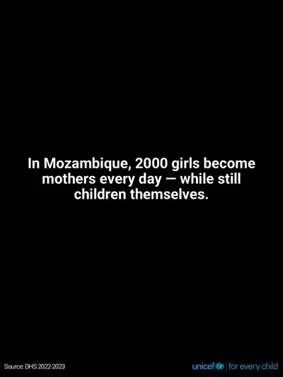 Adolescent motherhood tile for Mozambique, Text only · English