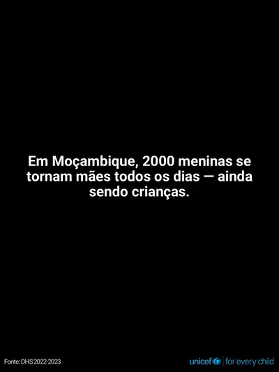 Adolescent motherhood tile for Mozambique, Text only · Portuguese