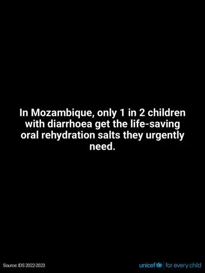 Oral rehydration salts tile for Mozambique, Text only · English