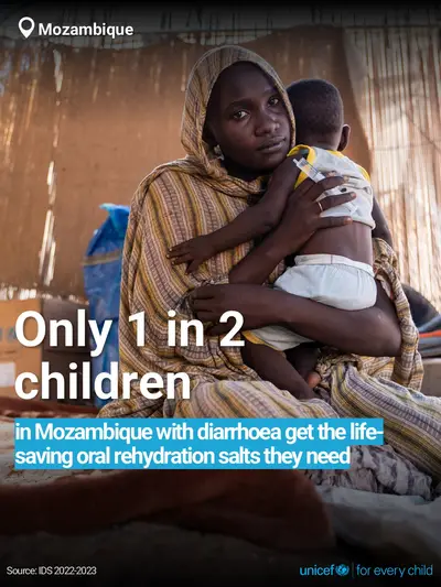 Oral rehydration salts tile for Mozambique, Bold number · English