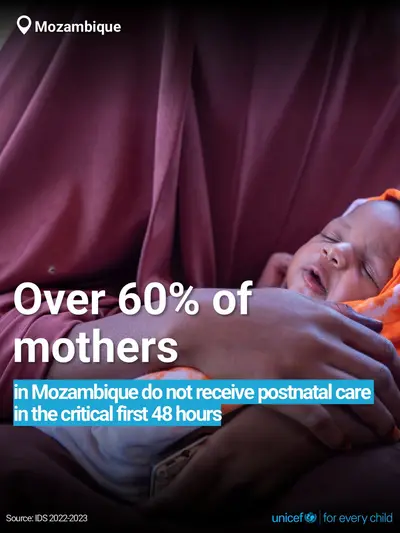 Postnatal care tile for Mozambique, Bold number · English