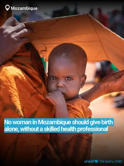 Skilled birth attendance tile for Mozambique, Bold number · English