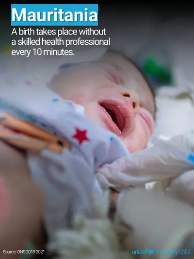 Skilled birth attendance tile for Mauritania, Photo · English