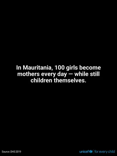 Adolescent motherhood tile for Mauritania, Text only · English