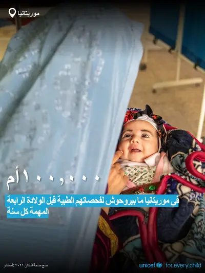 Antenatal care tile for Mauritania, Bold number · Arabic