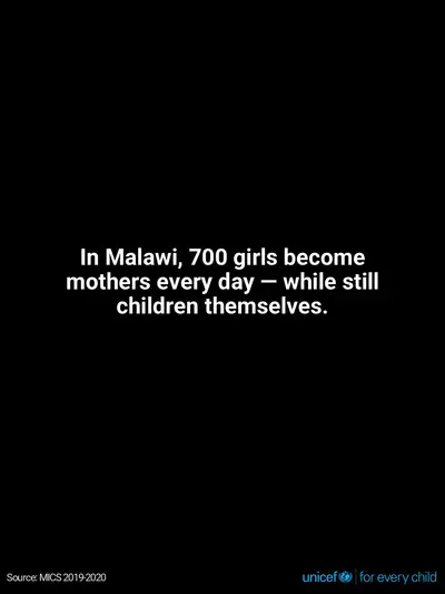 Adolescent motherhood tile for Malawi, Text only · English